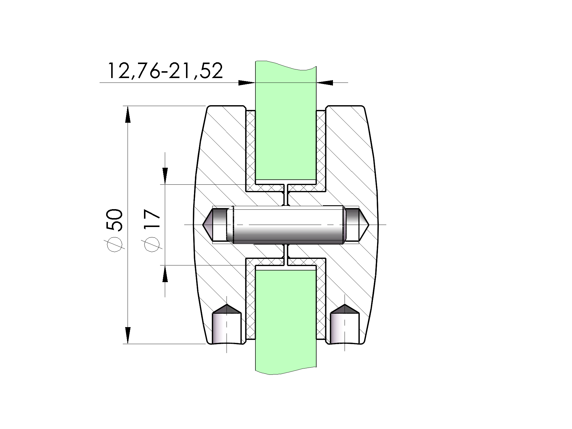 Glashalter Edelstahl AISI 304 fuer Glas 12-76-21-52 mm Schliff-89-11A0747SSET-A.4