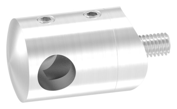 Querstabhalter V2A Edelstahl – Anschluss 33-7 mm fuer Rundstaebe 10 mm mit Sackloch Abschluss links inkl- Schrauben-11-1032.4