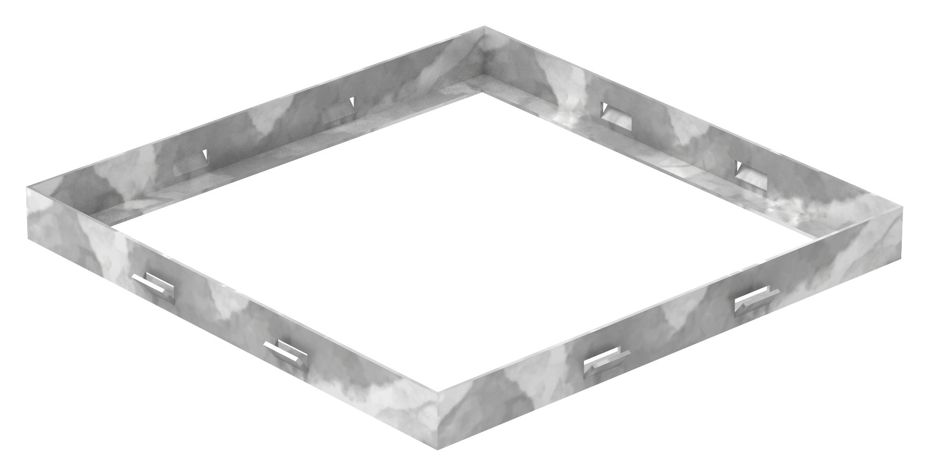 Zarge - Masse- 300x300x28 mm - fuer Rosthoehe 25 mm - aus S235JR -St37-2- bandverzinkt-23-303025.7