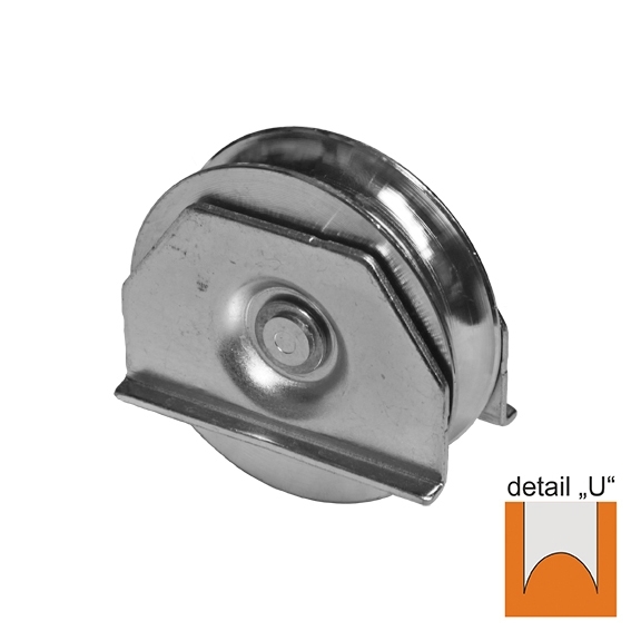 Schiebetorrolle mit Auensttzplatte Stahl verzinkt  80 mm U-Rille-89-11H49U80-A.4