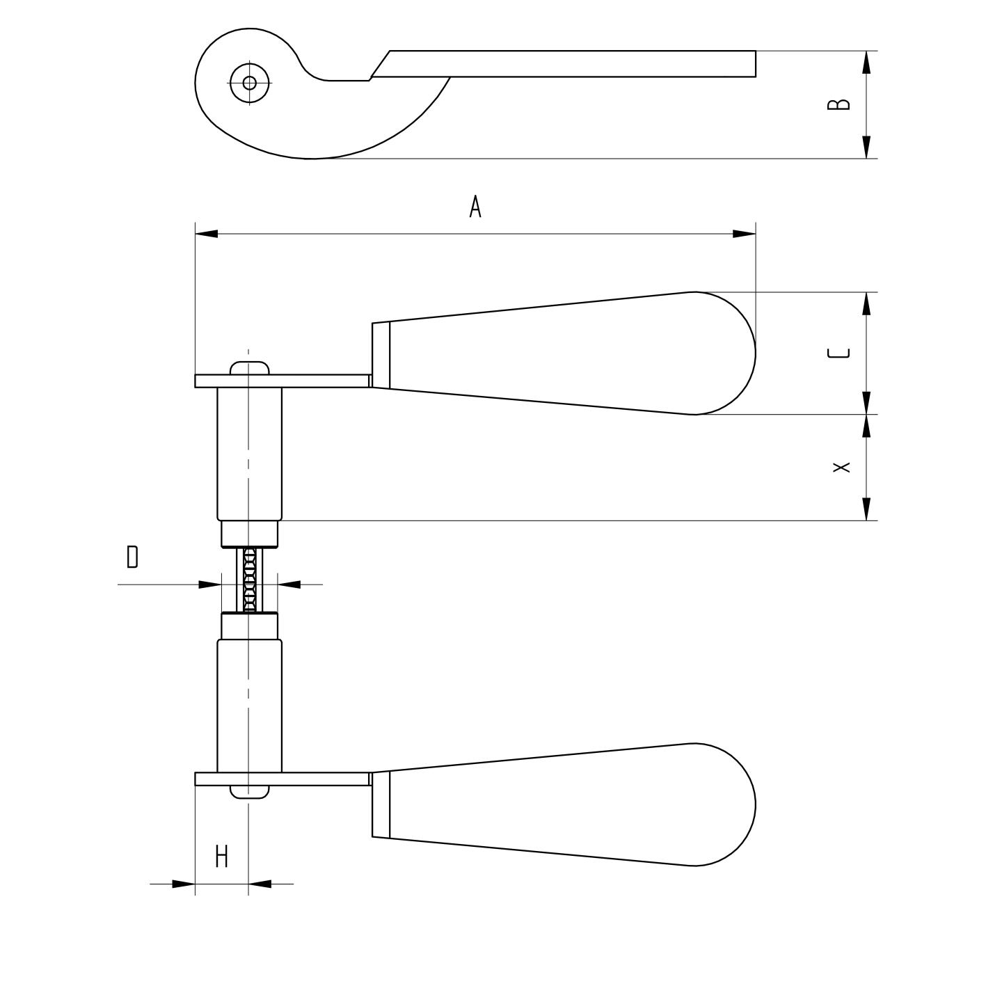 Ziertuerdruecker Stahl verzinkt L145 d17-5mm Paar-89-11D207ZN-A.4