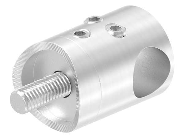 Querstabhalter V2A Edelstahl – Anschluss 42-4 mm fuer Rundstaebe 12 mm zum Verbinden -Stoss- inkl- Schrauben-11-1040.4