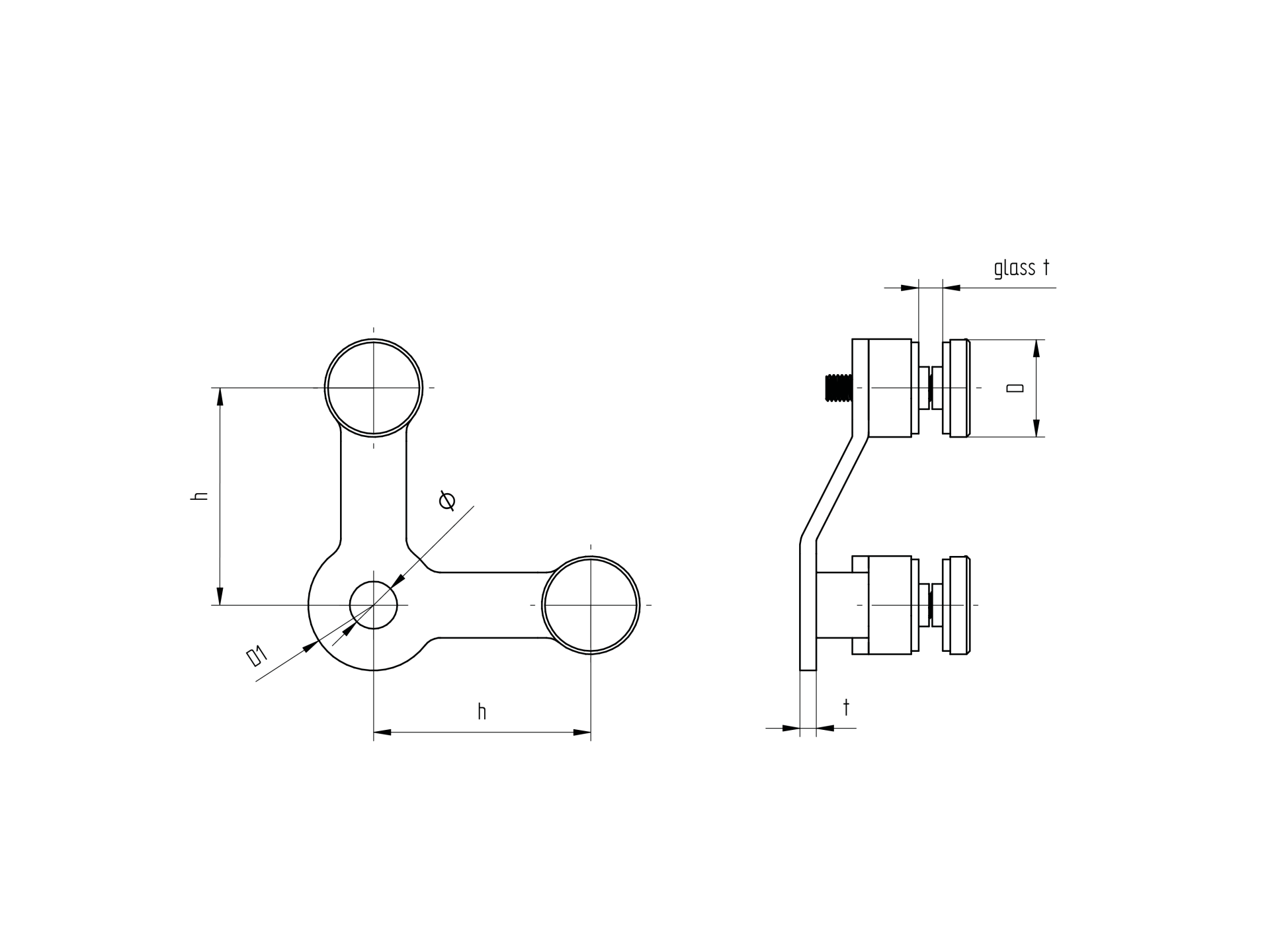 Punkthalter 2-armig 90 Edelstahl V2A fuer Glas 6-00-12-76 mm roh-89-11GSZP102R9095-A.4