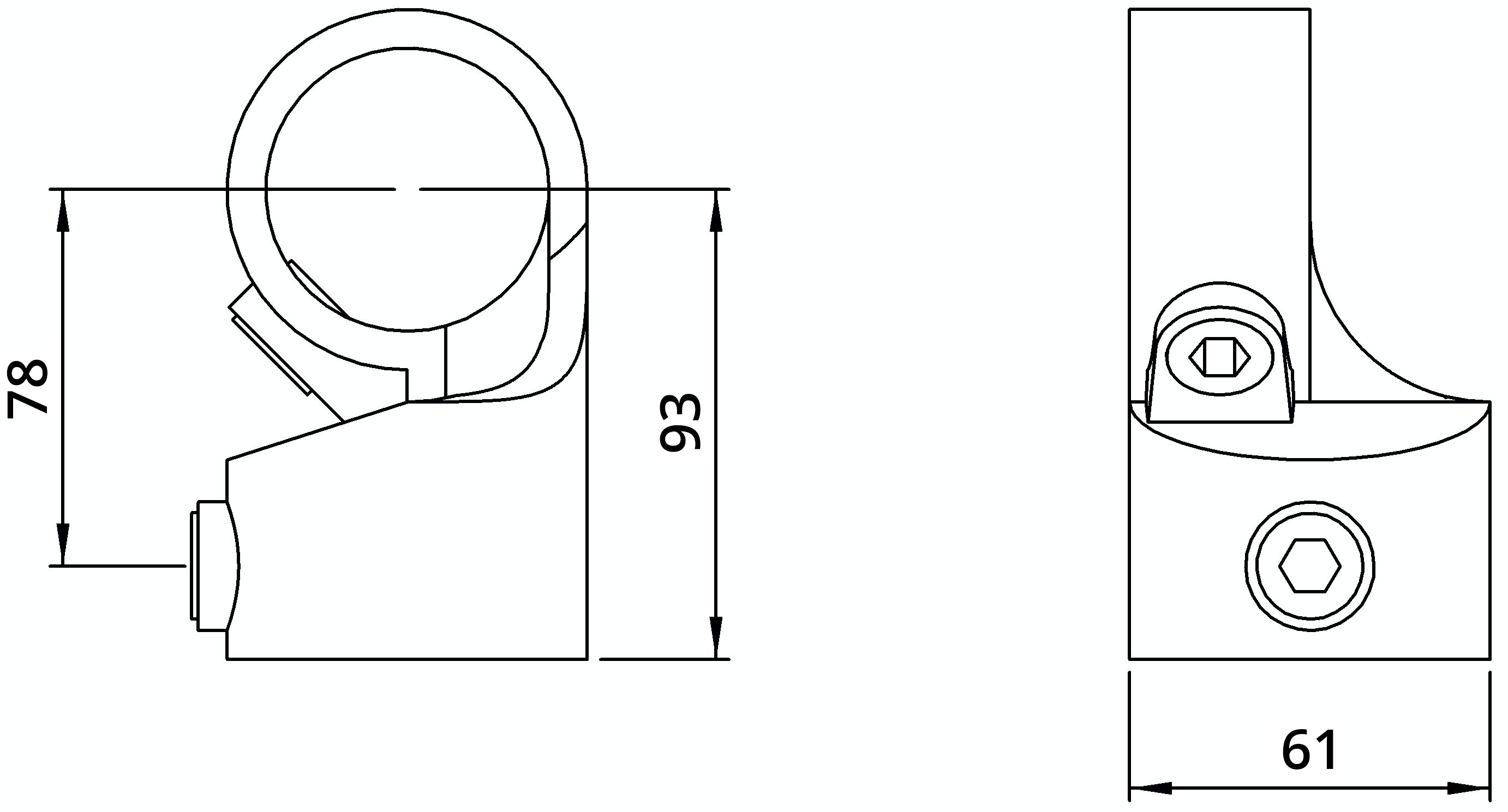 Rohrverbinder Winkelgelenk verstellbar Ø 48-3 mm -1 1-2- - Temperguss verzinkt - 148D48-148D48