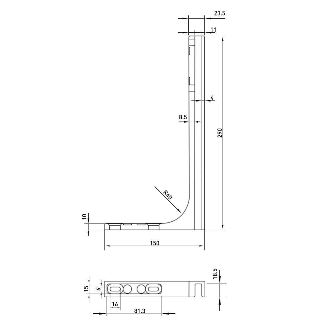 Edelstahl Stabilisierender Winkel fuer Glas 8-12 mm- Glanz-89-11GS304ZP900RPCR-A.4