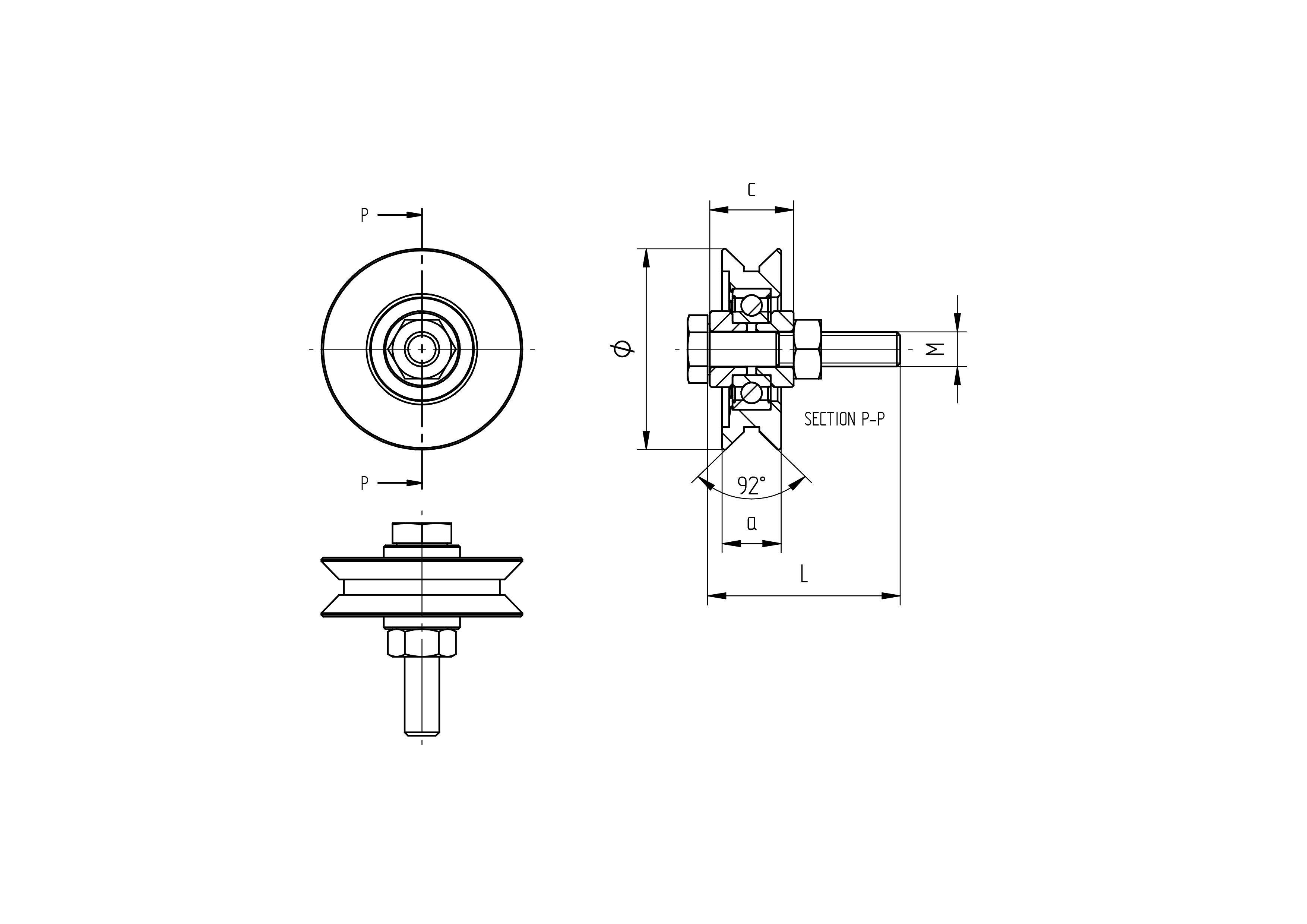 Schiebetorrolle Stahl verzinkt  60 mm mit V-Rille fr Tore bis 200 kg-89-11H06V60-A.4