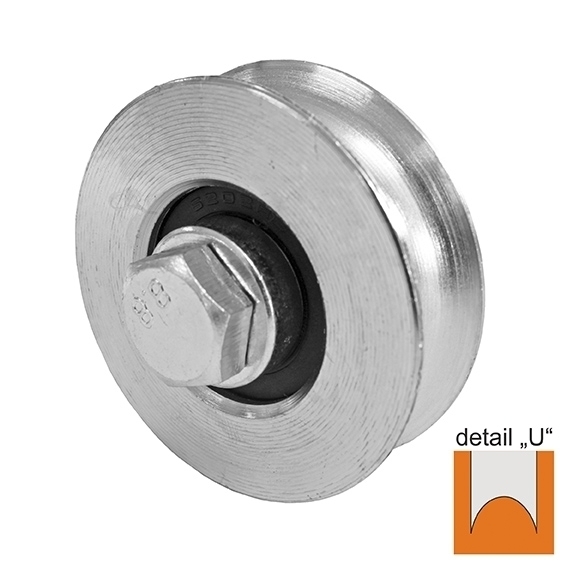 Schiebetorrolle mit U-Rille Stahl verzinkt Ø 80 mm Tragkraft 300 kg-89-11H06U80-A.4