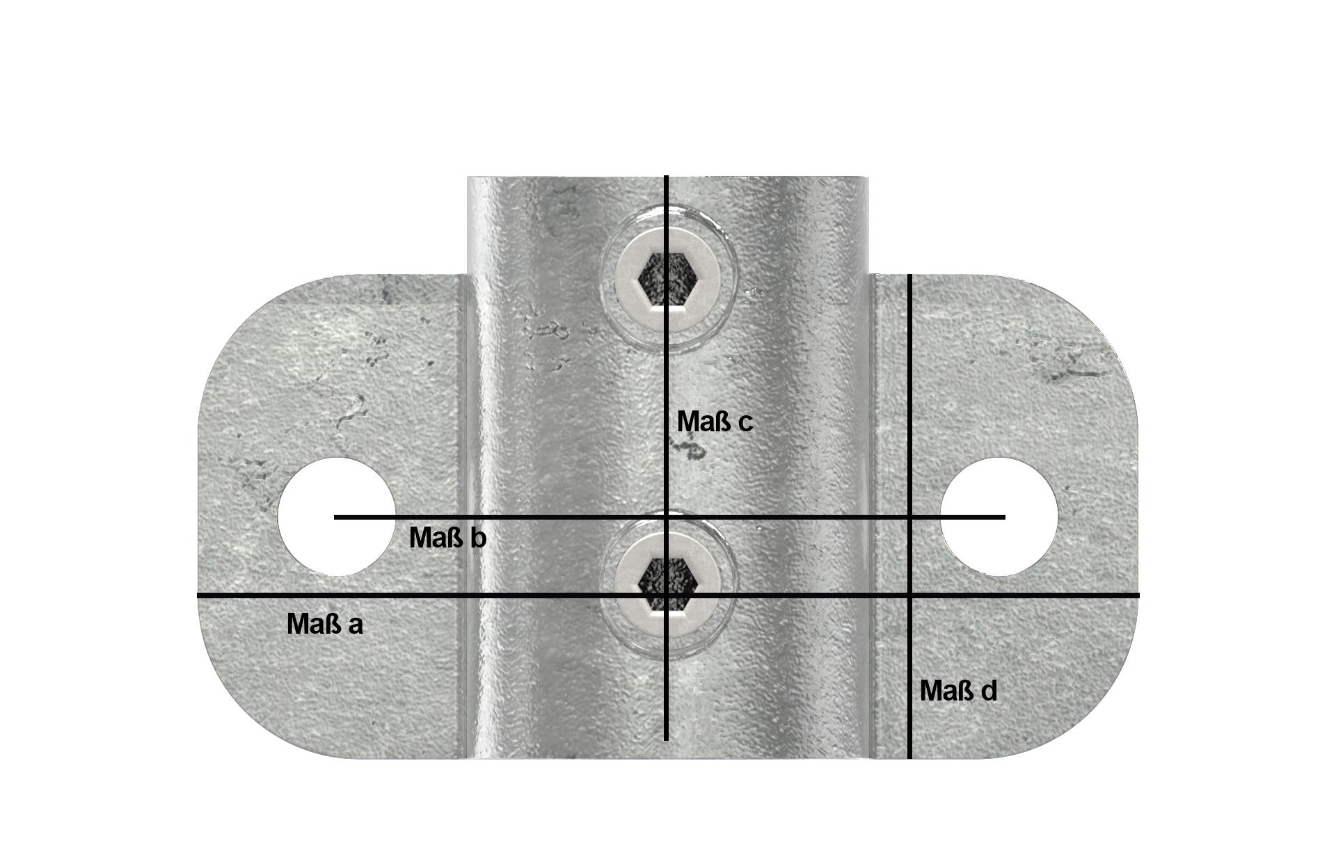 Rohrverbinder Wandhalter massiv Ø 33-7 mm -1- - Temperguss verzinkt - 246B34-246B34