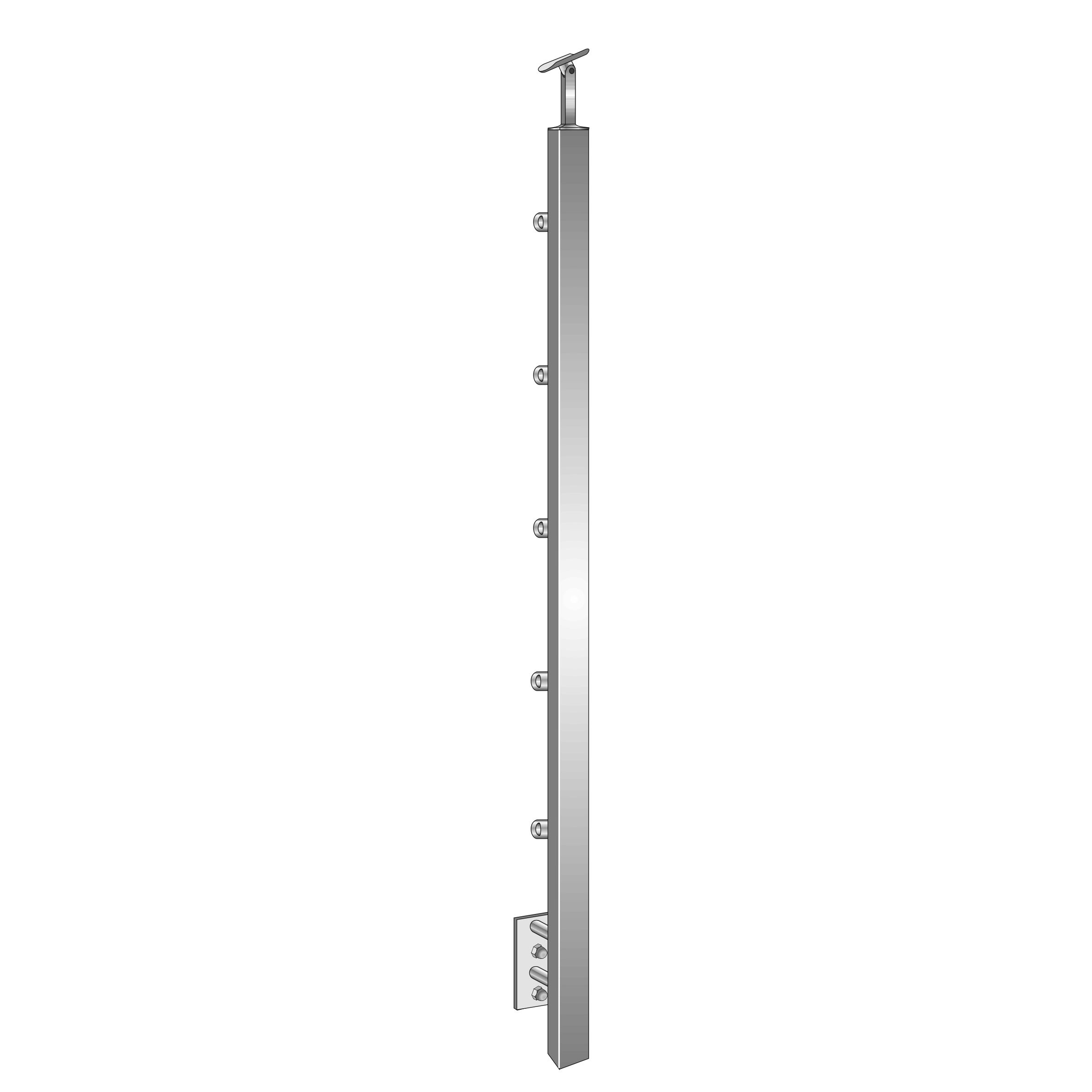 Gelaenderpfosten Edelstahl AISI 304 40x40 mm 1000 mm Seitenmontage 5 Fuellstabhalter d12mm-14-0087ER-A.4