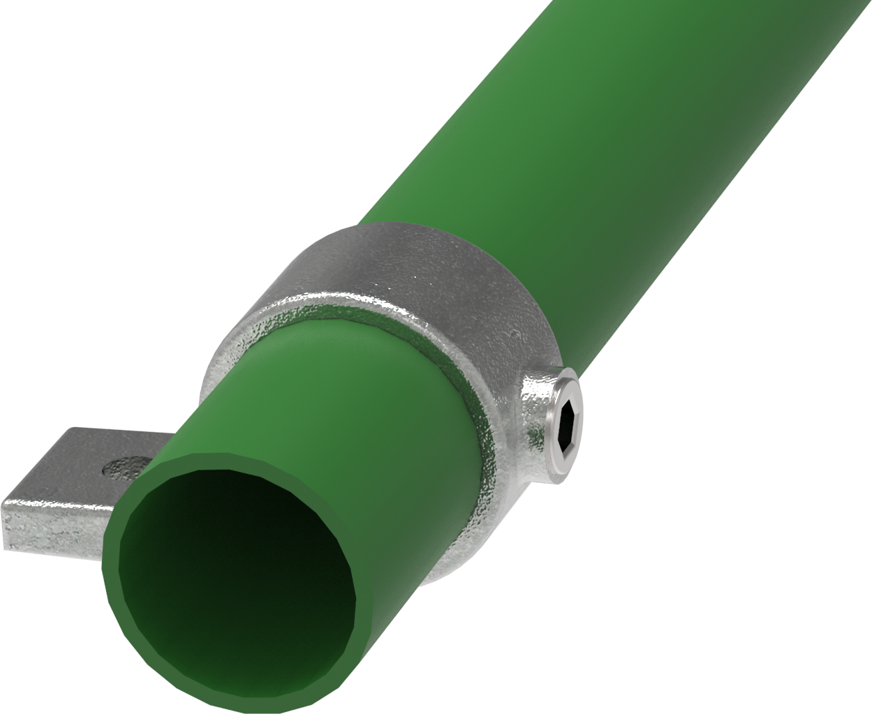 Rohrverbinder Befestigungsring mit Flansch 1 Bohrung Ø 26-9 – 48-3 mm - Temperguss verzinkt - 199-199
