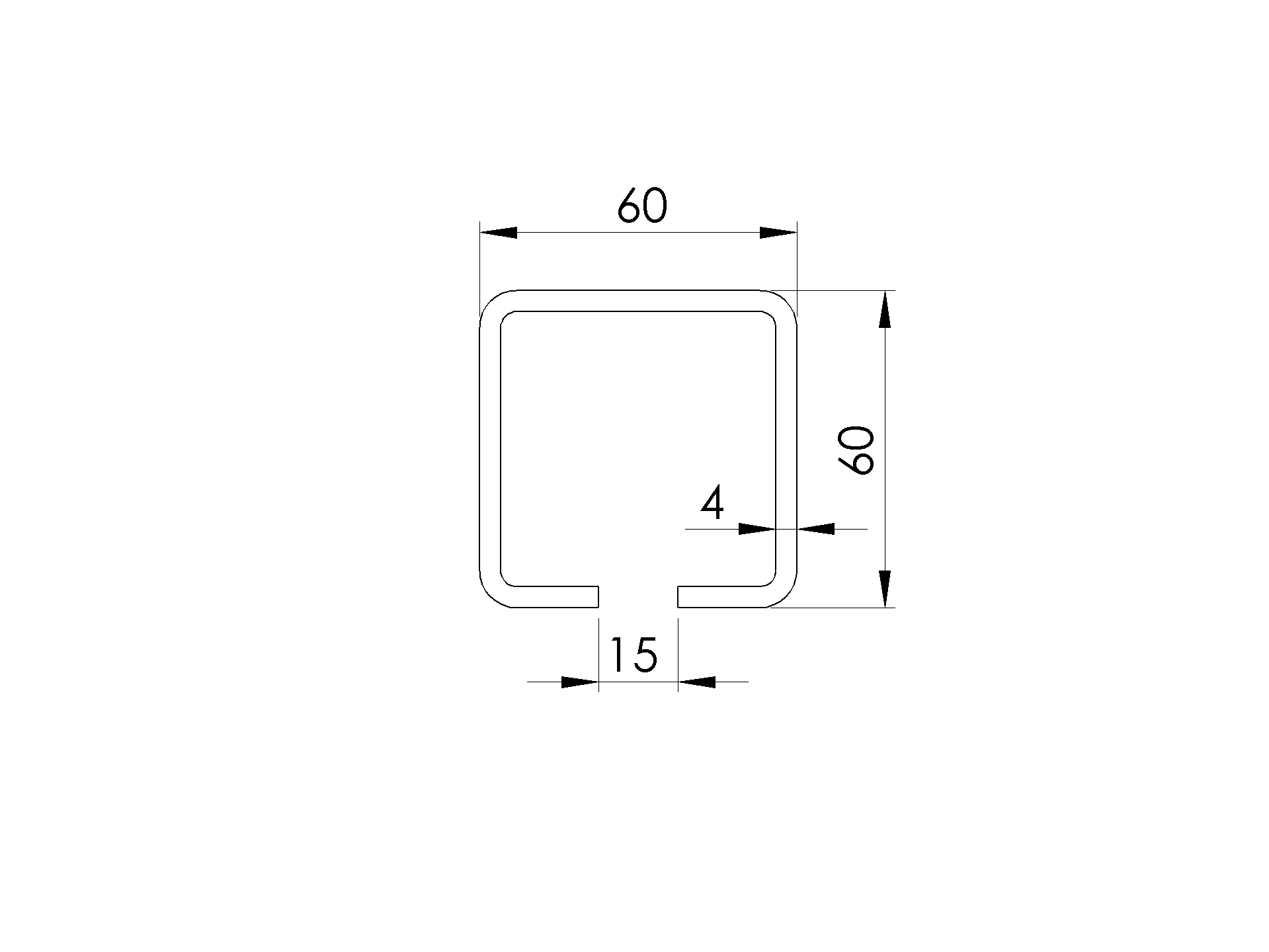 Laufschiene Stahl verzinkt 60 x 60 x 4-0 mm L = 6000 mm fr Schiebetore-89-11H0260X60ZN6000-A.4