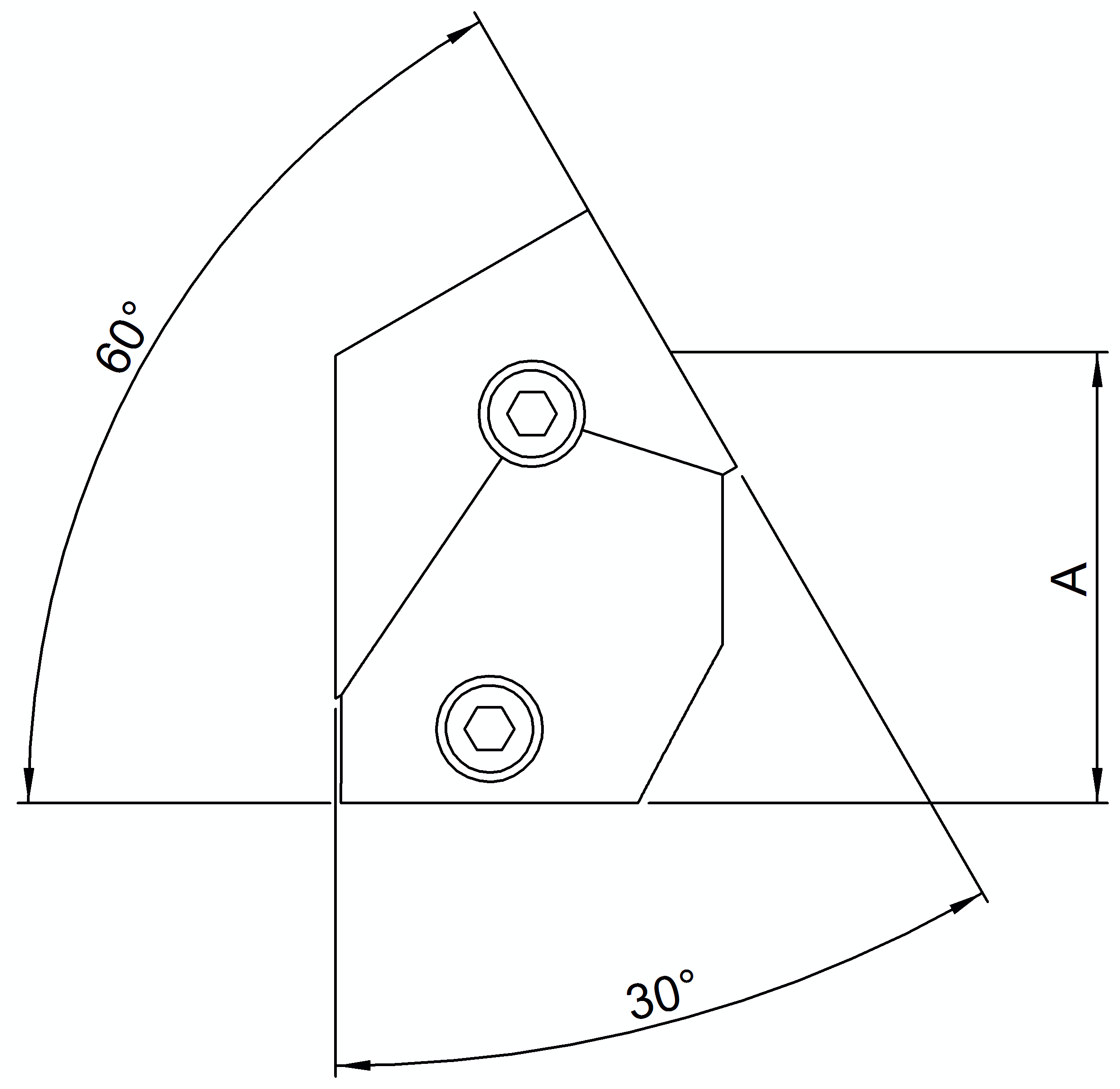 Rohrverbinder T-Stueck kurz 30-60° Ø 26-9 mm -3-4- - Temperguss verzinkt - 129A27-129A27