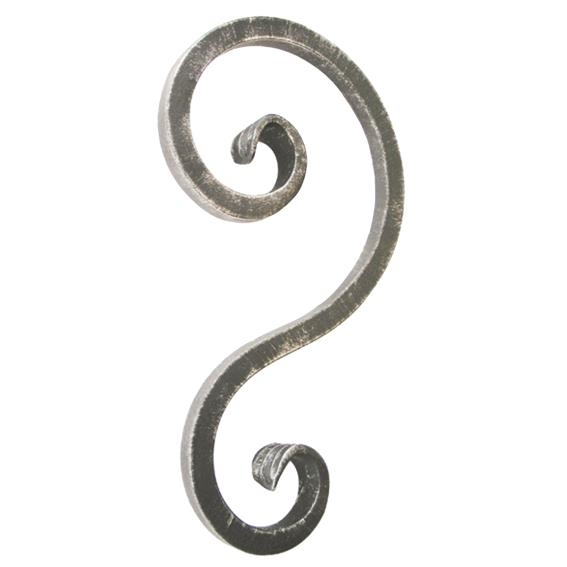 Zierelement S-Form aus Stahl- roh- 230x120-60 mm- 12x12 mm Vierkant-89-11E245TOP230-A.4