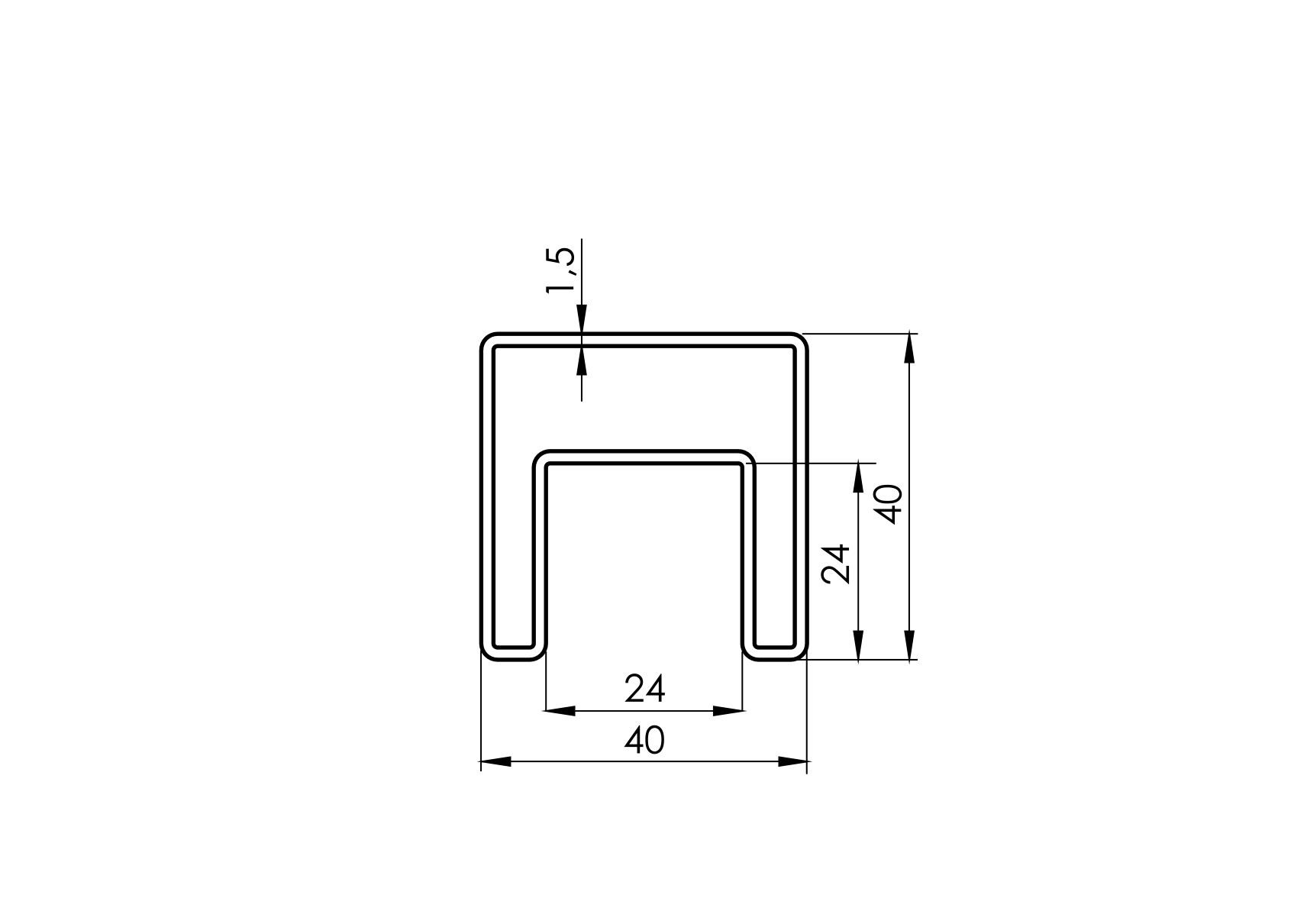 Nutrohr Vierkant Edelstahl V2A 40x40x1-5 mm fuer LED Beleuchtung L=6000 mm-89-11A6921040-A.4