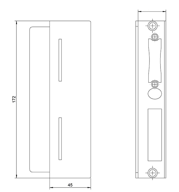 Gegenkasten - Masse- 40x45x172 mm - Stahl -Roh- S235JR-30-3376.8