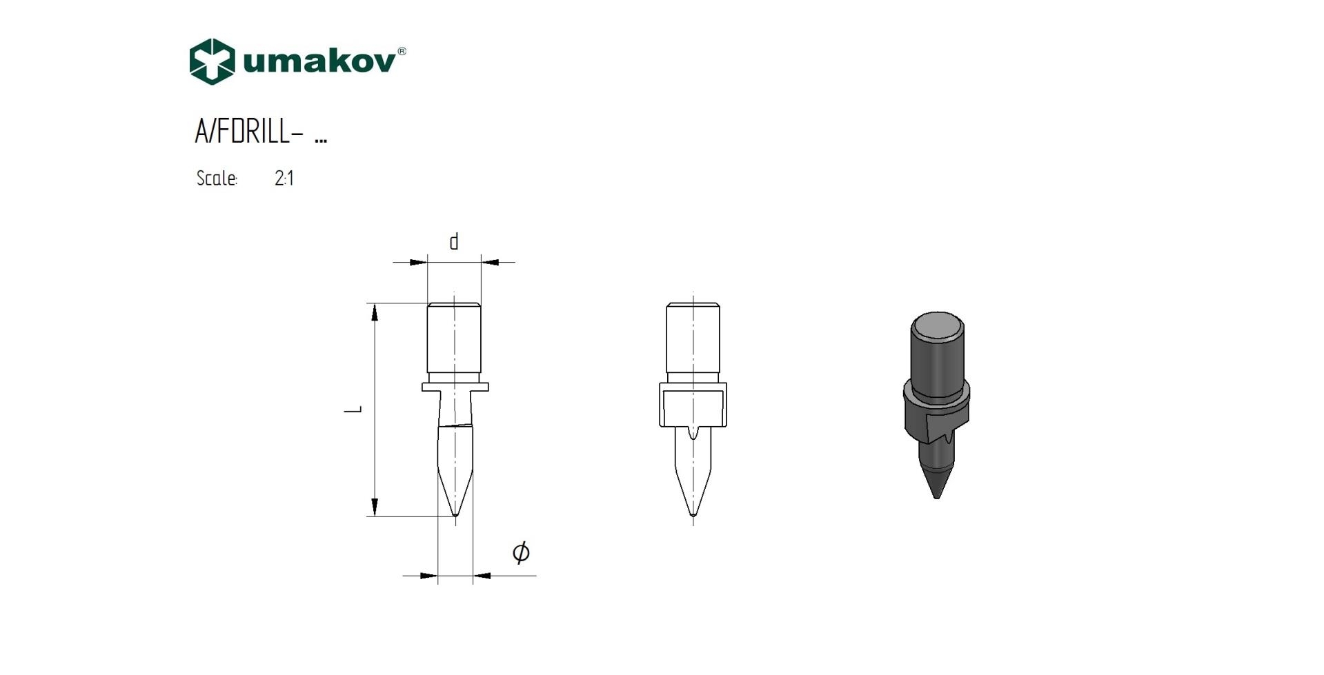 Fliessbohrer Wolframkarbid L 41 d 8 M 8x1-25 Phi 7-3 TC CUT-LONG-89-11AFDRILLM8C-A.4