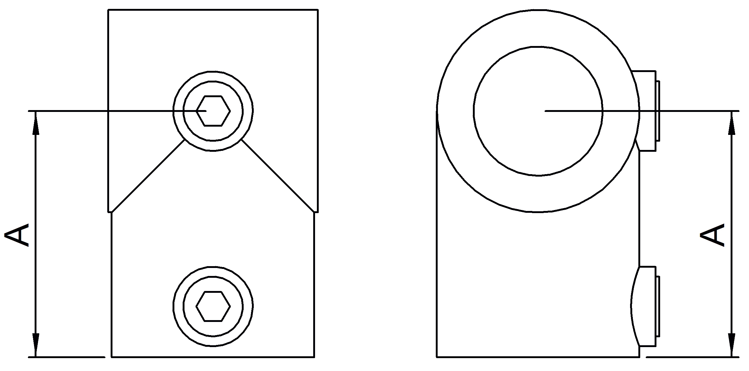 Rohrverbinder - T-Stueck kurz - 101E60-D48 - 60-3 mm; 48-3 mm - 2-; 1 1-2- - Feuerverzinkt u. Elektrogalvanisiert-101E60-D48
