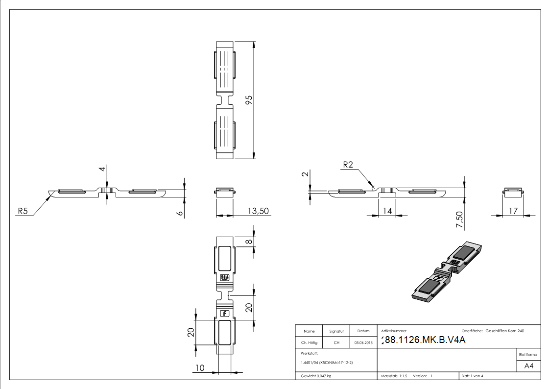 Sichtschutz Sicherungsboden MK Mod- 26- in V4A-88-1126-MK-B.V4A