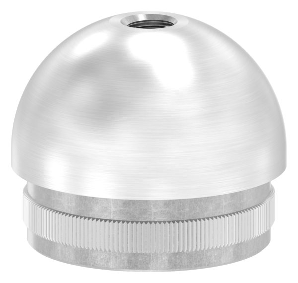 Einsteckkappe Edelstahl V2A Ø 42-4 mm x 2-0 mm mit M8 Gewinde halbrund-88-1150270.240M8G