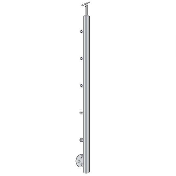 Gelaenderpfosten V2A 1000 mm Ø 42-4 mm seitlich Treppe 5x Fuellstabhalter Ø 12 mm-14-0069RR-A.4