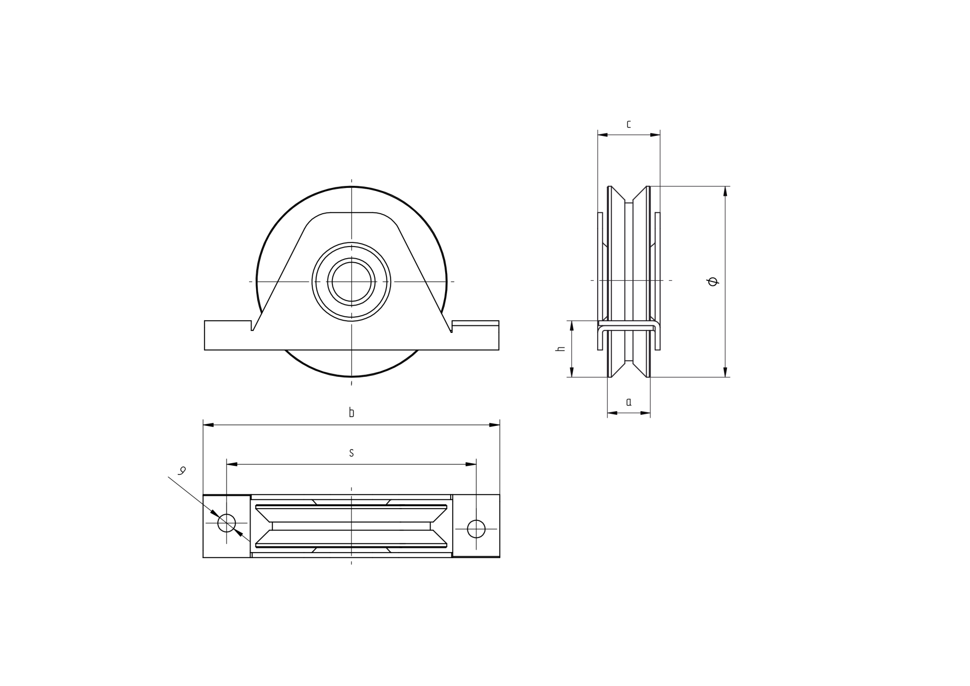 Schiebetorrolle Stahl verzinkt  78 mm mit V-Rille und Auensttzplatte-89-11H38V80C-A.4