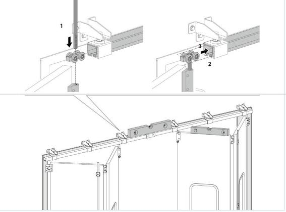 Vierrdriger Rollenapparat Stahl verzinkt fr Laufprofil 70x60 mm bis 400 kg-89-11H0870X60S-A.4