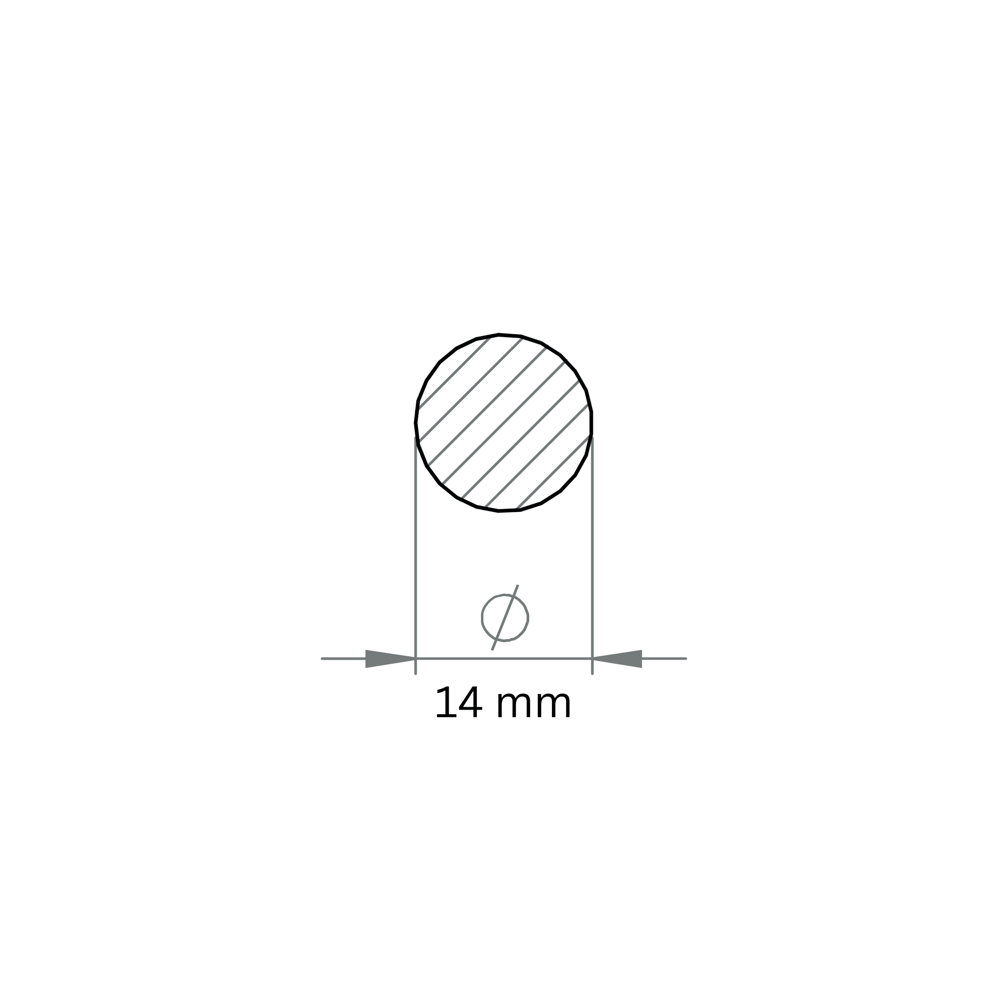 Rundmaterial Ø 14 mm Laenge- 6000 mm Stahl S235JR- roh-30-2146.8