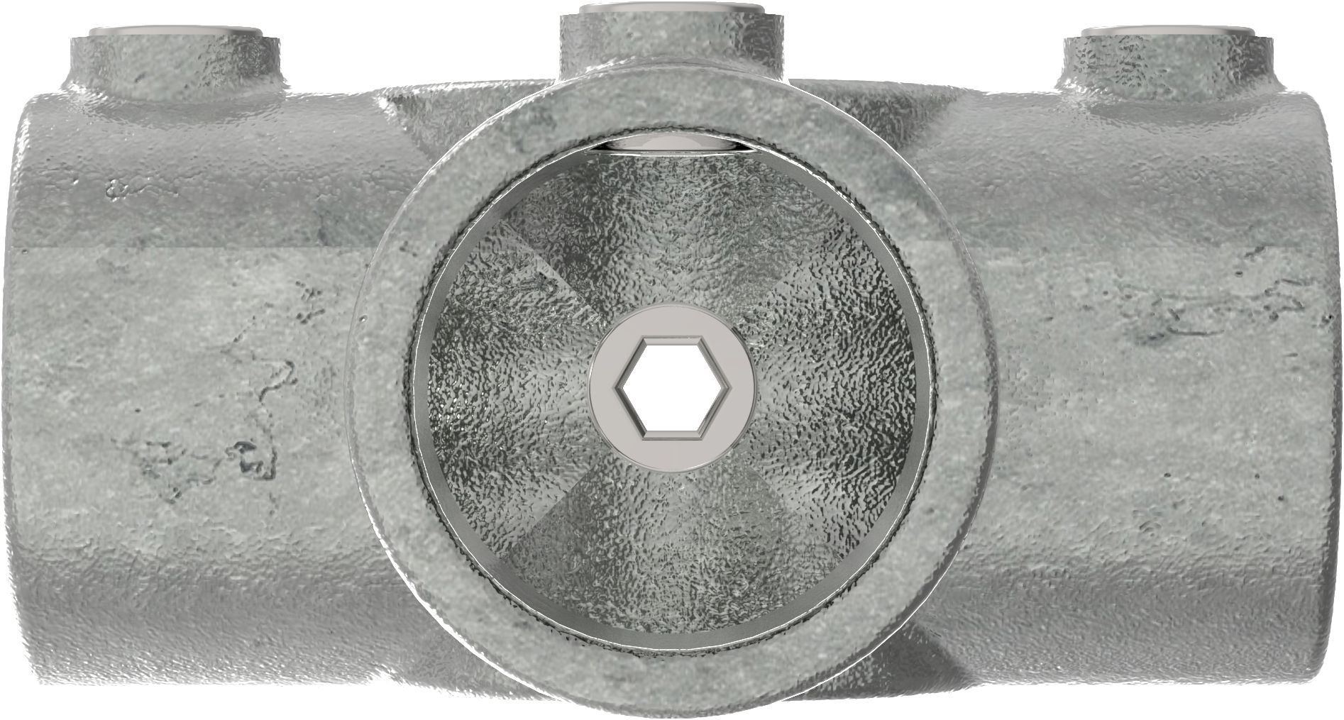 Rohrverbinder - T-Stueck fuer Stuetzrohr - 176E60 - 60-3 mm - 2- - Feuerverzinkt u. Elektrogalvanisiert-176E60