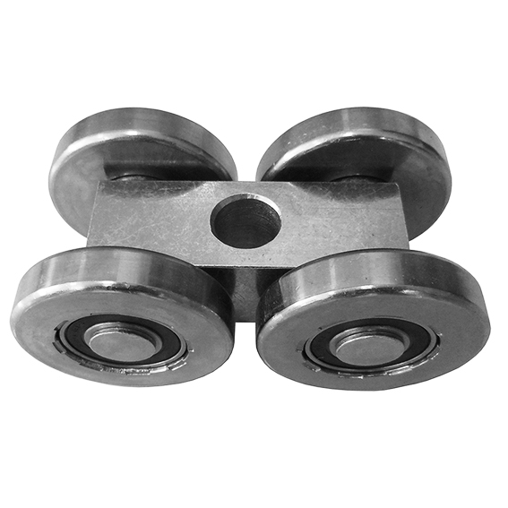 Vierrdriger Rollenapparat Stahl verzinkt fr Laufprofil 70x60 mm bis 400 kg-89-11H0870X60S-A.4