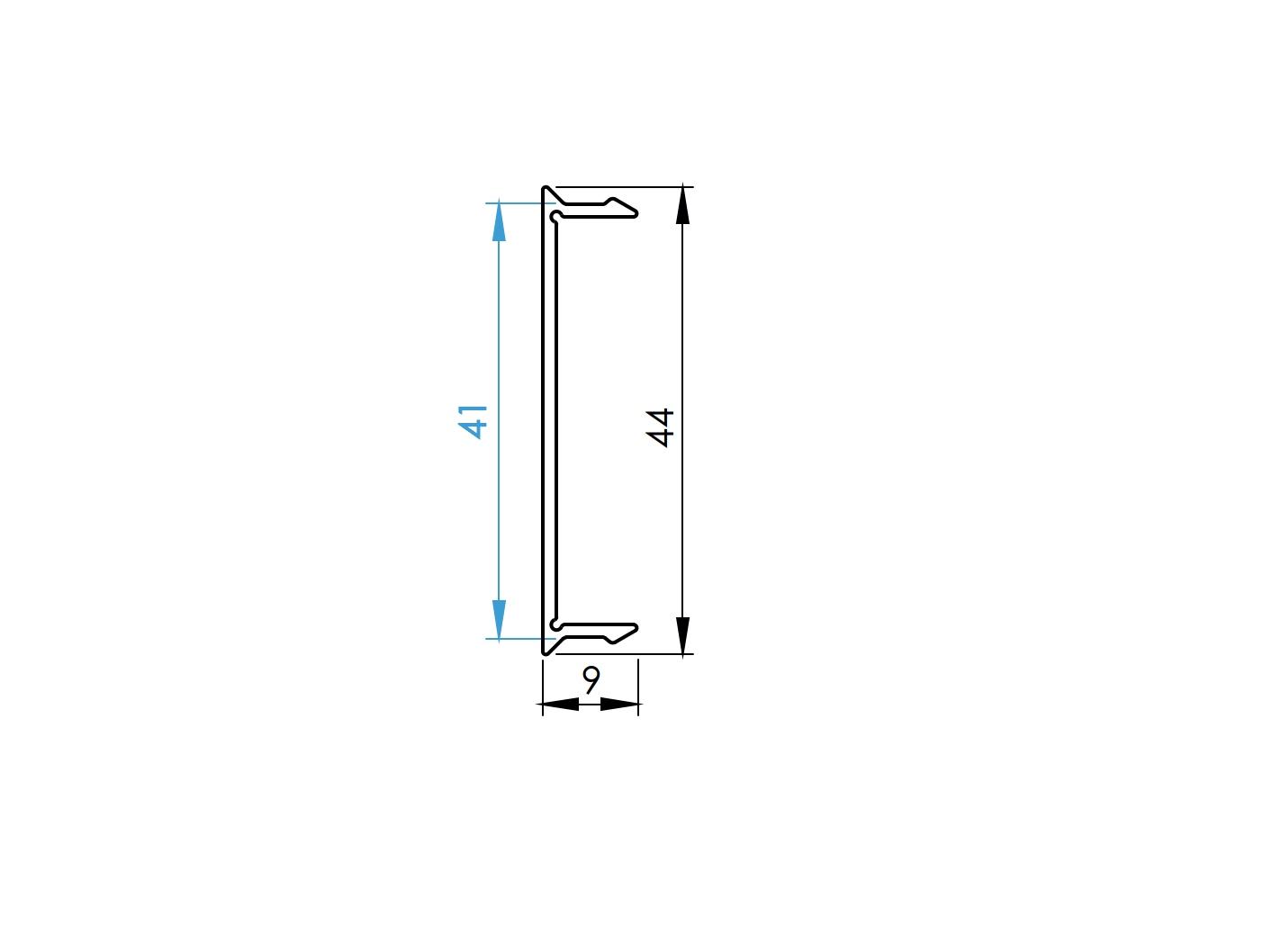 Abdeckleiste Aluminium 41 x 9 mm 2-0 m Click-Lock fuer Zaun- - Fassadensystem-89.FGAF41X92000N