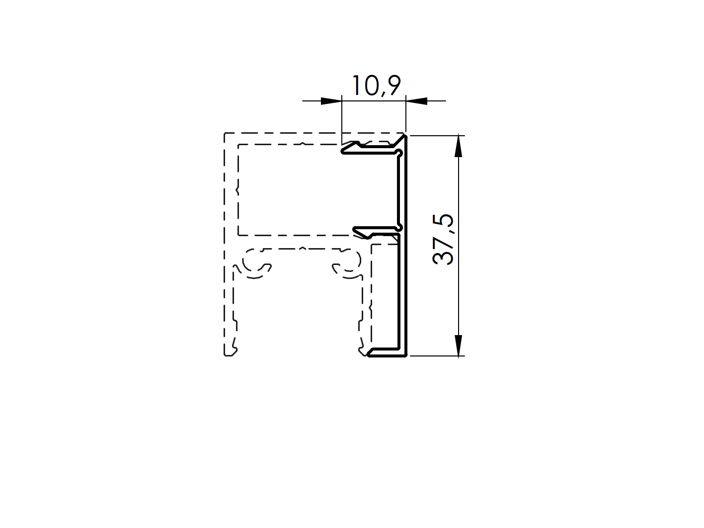 Abdeckleiste Aluminium 37-5 x 10-9 mm- 6000 mm- Anthrazit RAL 7016 Click-Lock-89-11FGAF20G6000R7016-A.4