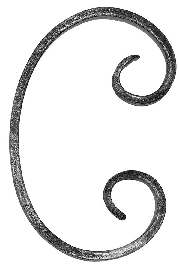 C-Schnecke - Masse- 85x150 mm - Material- 12x5 mm - Stahl S235JR- roh-30-3723.8