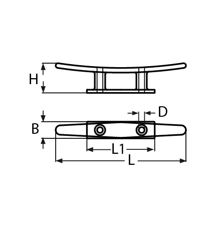 Klampe flach mit 2 Bohrungen Laenge- 100 - 250 mm V4A - Verkauf in VPEs-66-64-411.8221