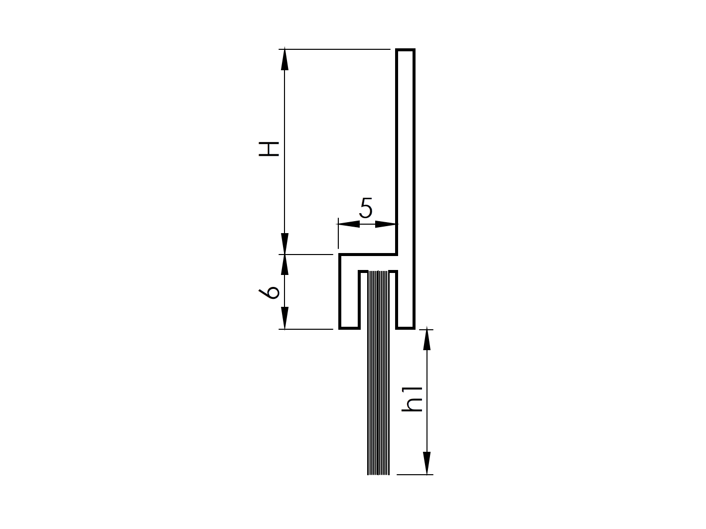 Buerstendichtung Aluminium L=1000 mm Profil 16x5 mm Buerstenhoehe 46 mm-89-11H7Y46X1000-A.4