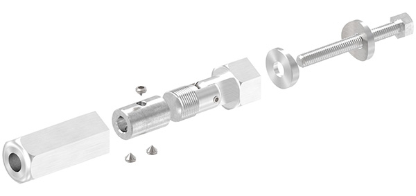 Gewindeterminal mit Gelenk - Fuer Seil Ø 6 mm - zur Selbstmontage fuer Pfosten Ø 42-4 mm - V2A-11-2902.4