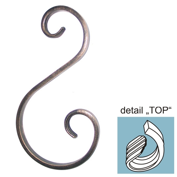 S-Zierelement Stahl 12x6mm- 150mm hoch- roh-89-11E241TOP150-A.4