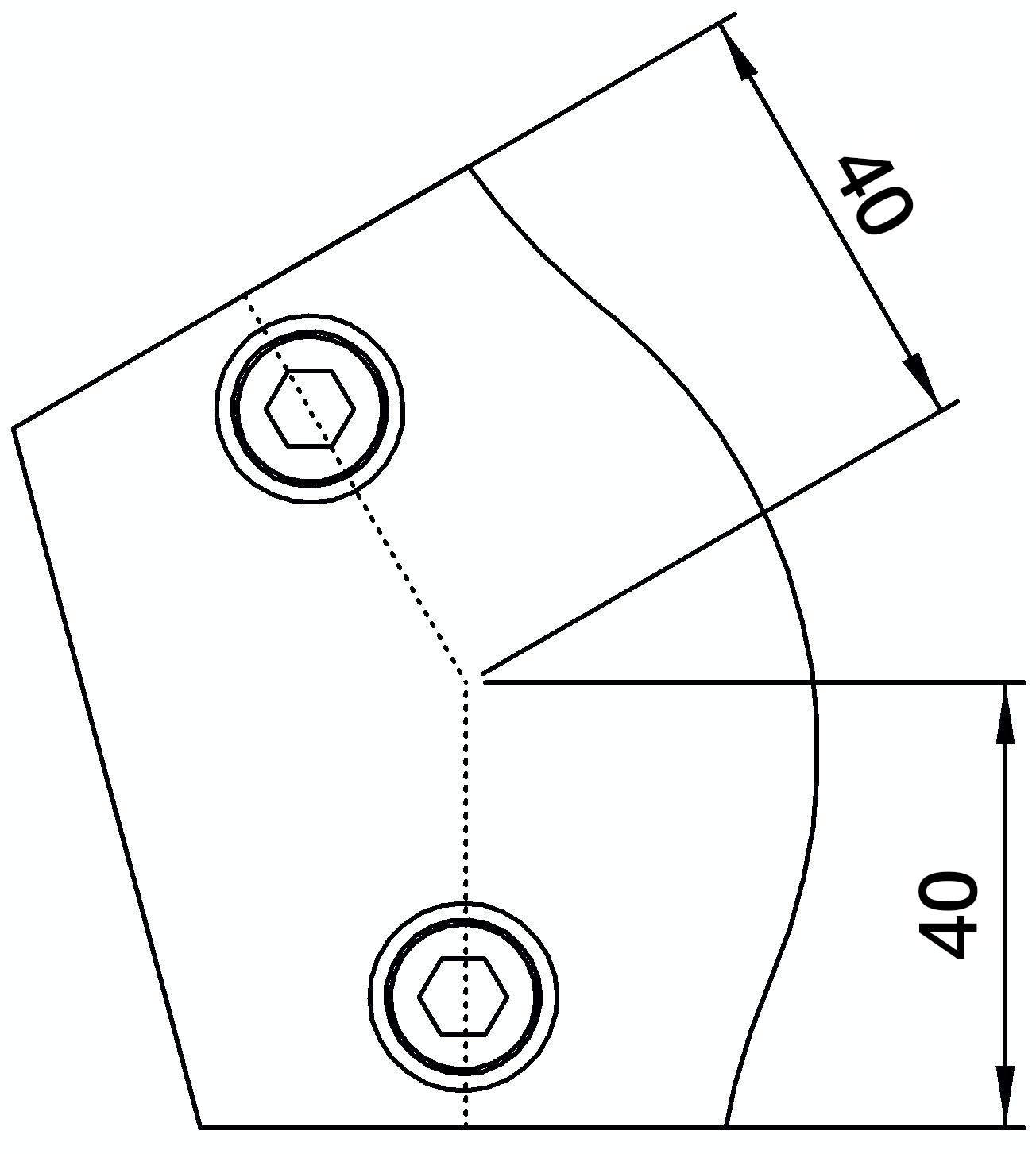 Rohrverbinder - Bogen variabel 15-60° - 124B34 - 33-7 mm - 1- - Feuerverzinkt u. Elektrogalvanisiert-124B34