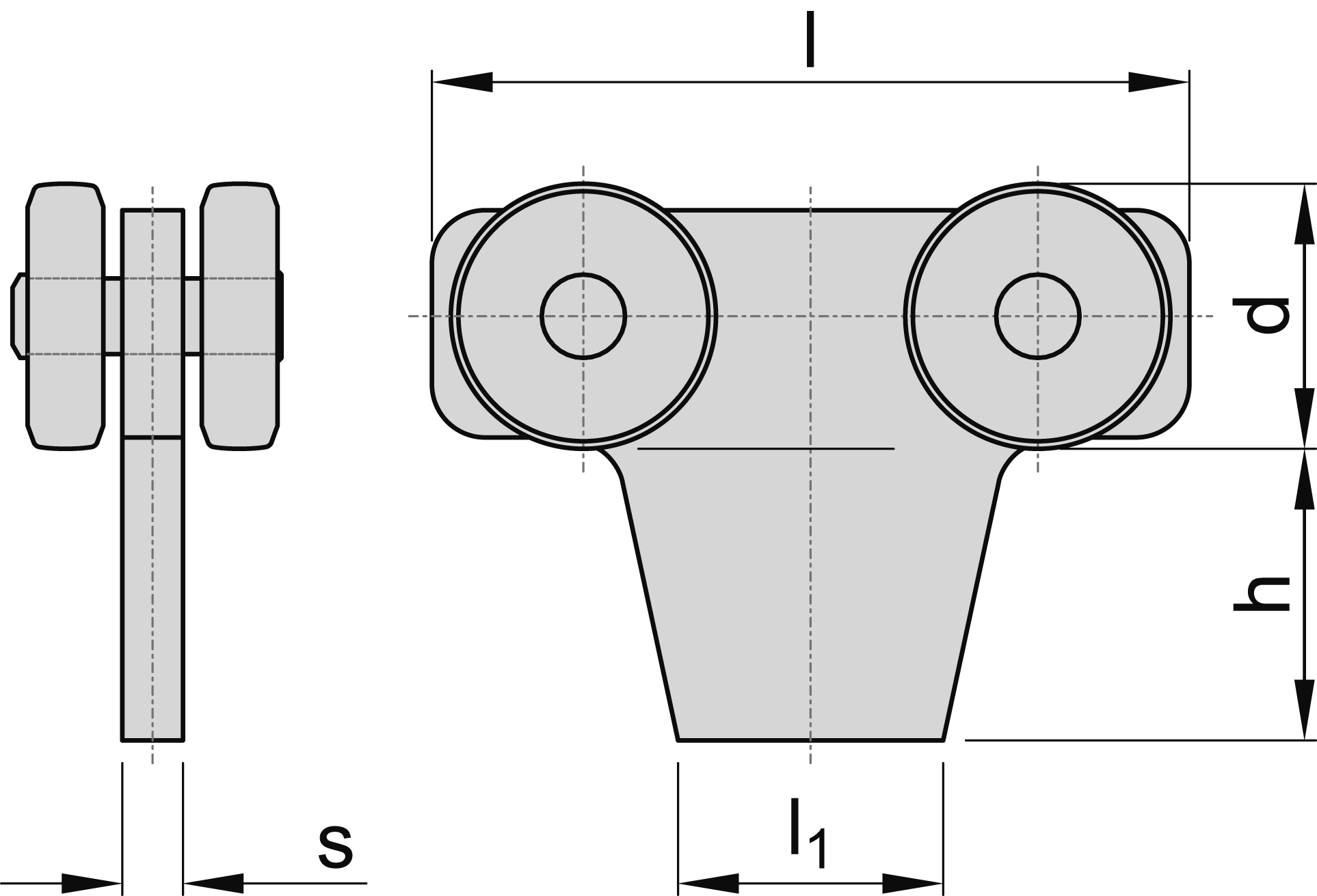 Doppelrolle zum Anschweissen MEA Gr- 3 verzinkt Ø 48 mm 10336851-60-0125.7