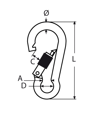 Karabinerhaken mit Sicherheitsmutter Laenge- 40 - 120 mm V4A - Verkauf in VPEs-66-64-411.814594