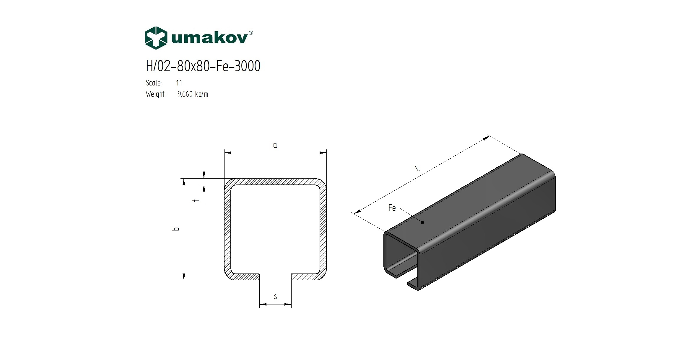Laufschiene C-Profil Stahl roh 80 x 80 x 5 mm L=3000 mm fr Schiebetore-89-11H0280X80FE3000-A.4
