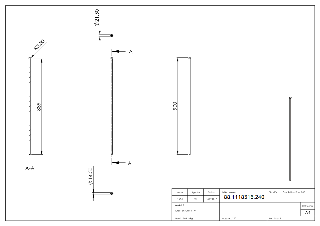 Designstab- oben gestaucht- V2A-88-1118315.240