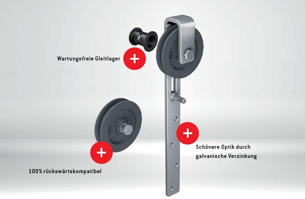 Gussrolle mit feuerverzinktem Buegel- Rollen- Ø 120 mm MEA 10330152-60-0004.9