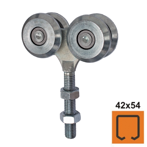 Rollenapparat 4-rdrig Stahl verzinkt fr Profil 42x54 mm M12 max- 400 kg-89-11H0842X54-A.4