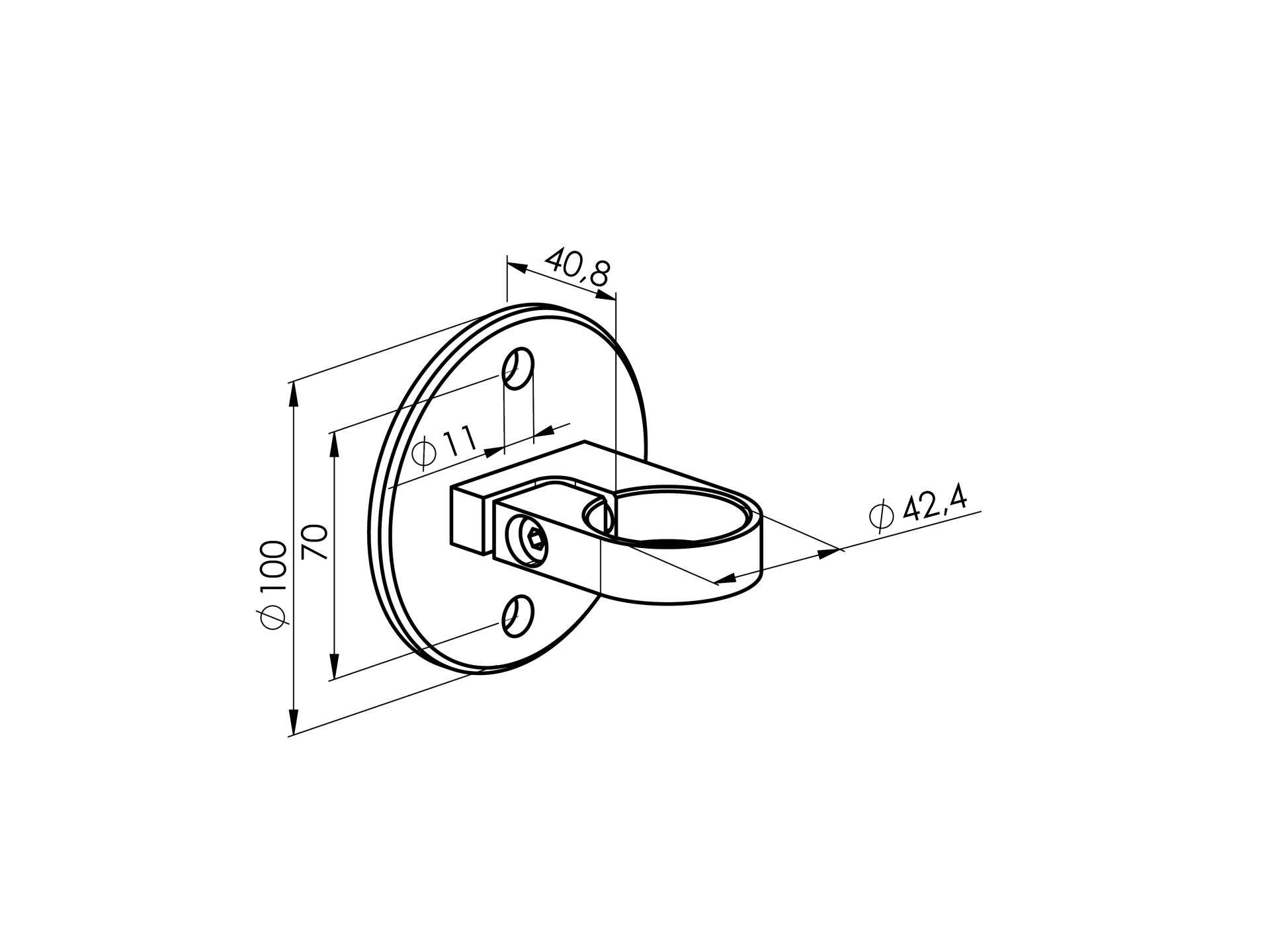 Seitenverankerung verstellbar Edelstahl AISI 304 fuer Rohr Ø 42-4 mm geschliffen-89-11A642-A.4