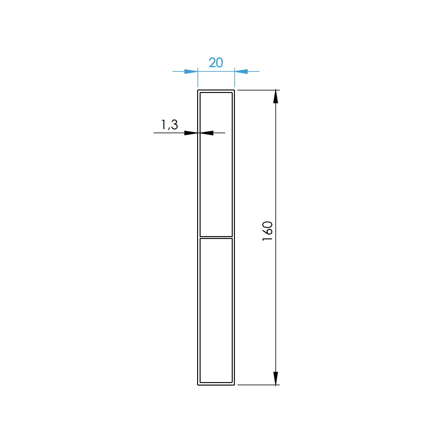 Zaunlamelle Aluminium 20x160 mm 6000 mm Rohzustand-89-11FGS20X1606000N-A.4