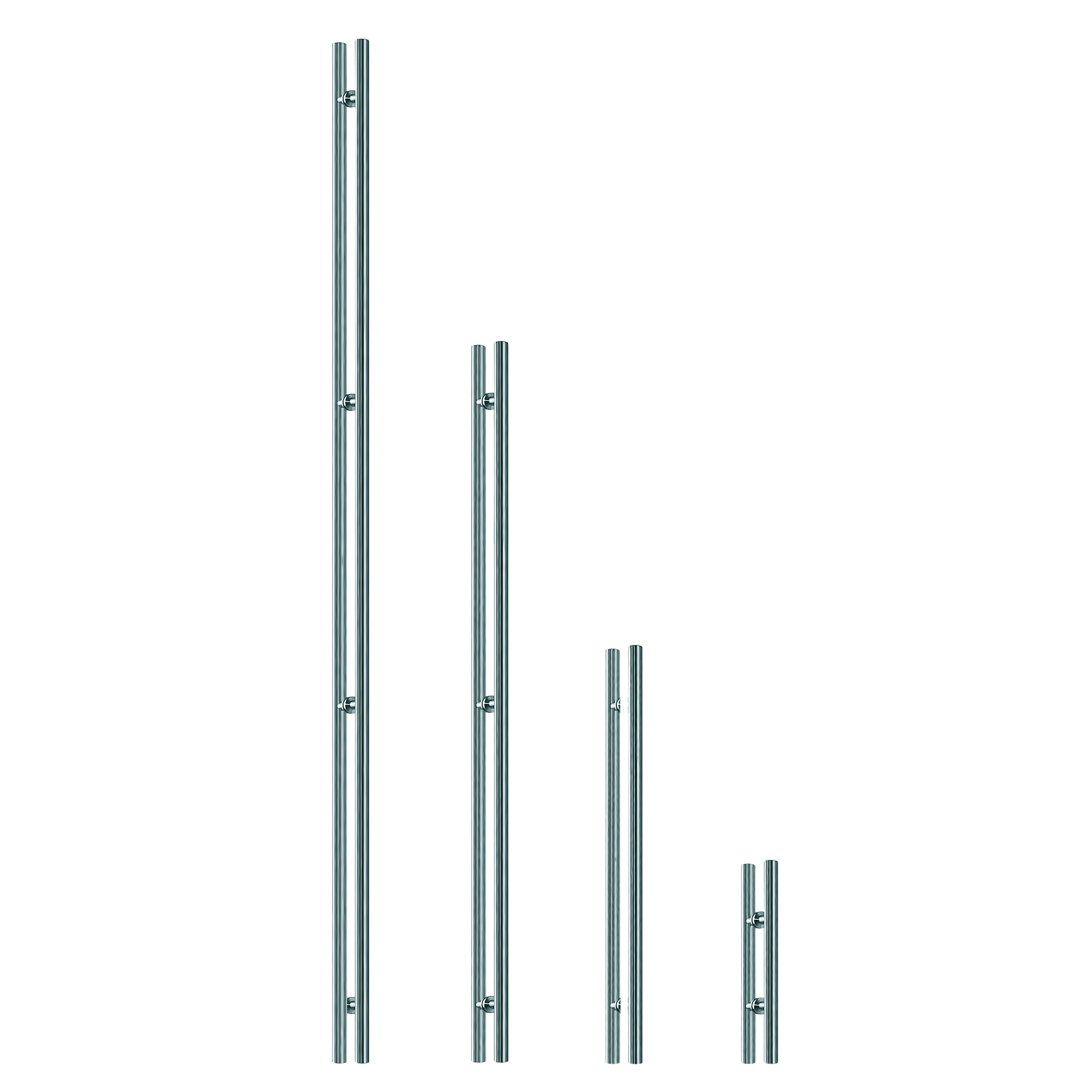 FeNau Glastuergriff Edelstahl AISI 304 Rund Ø25mm L400mm geschliffen-89-11GS304M125400S-A.4