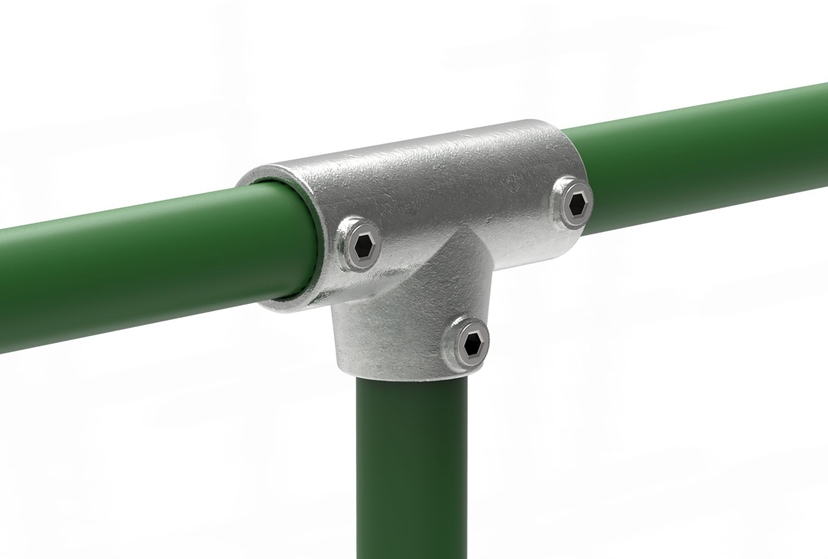Rohrverbinder T-Stueck lang verstellbar 0-11° Ø 33-7 – 48-3 mm - Temperguss verzinkt - 155-155