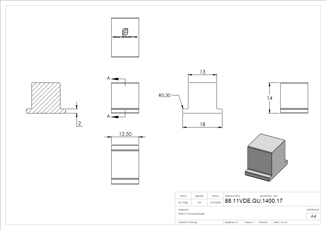 Montage-Set Glas 17-52mm eleganza canopy- fuer  L=1405mm-88-11VDE-GU-1400.17