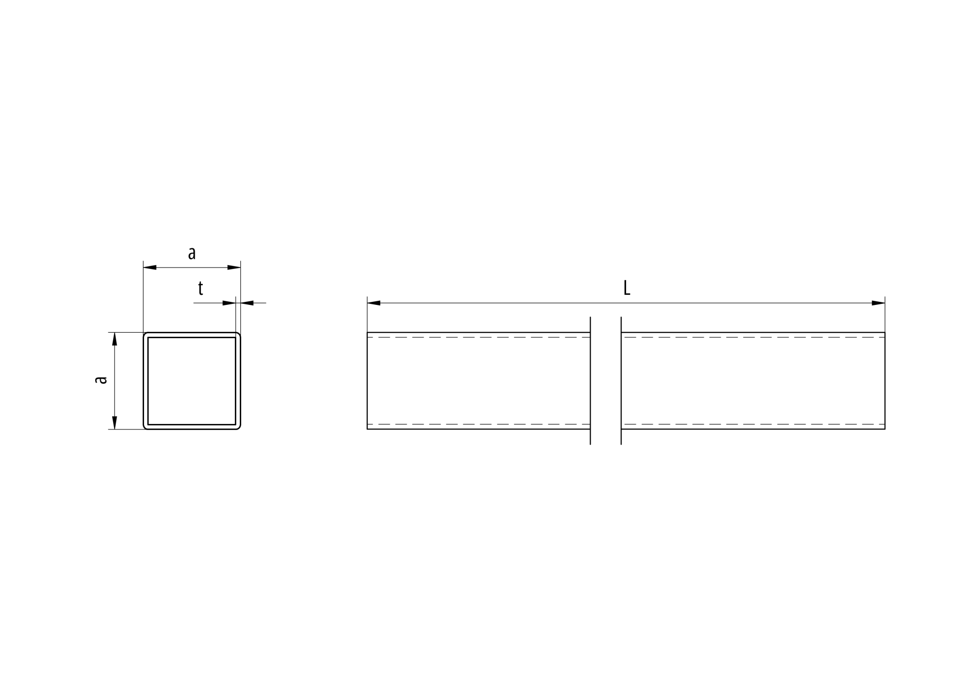 Aluminium Vierkantprofil 80 x 80 x 3 mm Laenge 6000 mm Rohzustand-89-11AL80X80X36000-A.4