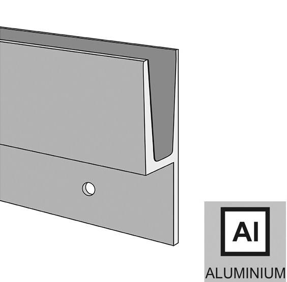 Ganzglasgelaenderprofil Aluminium 2500 mm fuer Glas 12-21-52 mm Seitenverankerung-89-11AL00112500NE-A.4